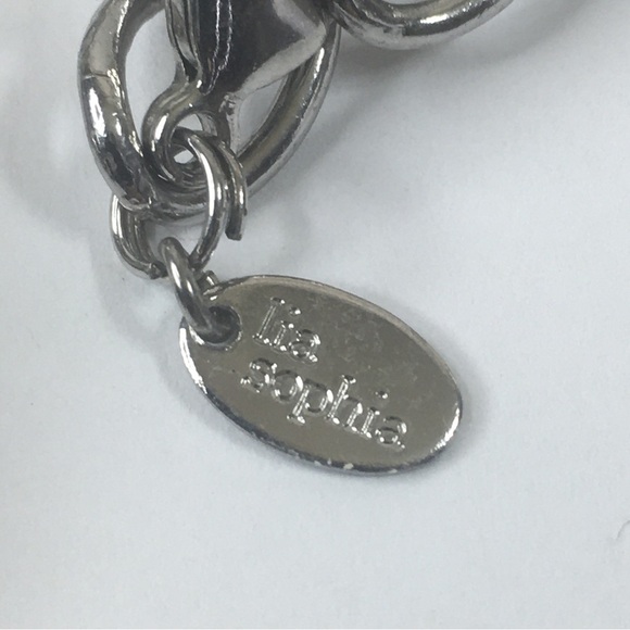 Lia Sophia Navy Blue Large Cabochon Pendant Necklace in Silver New with Tags 39" - Picture 4 of 5